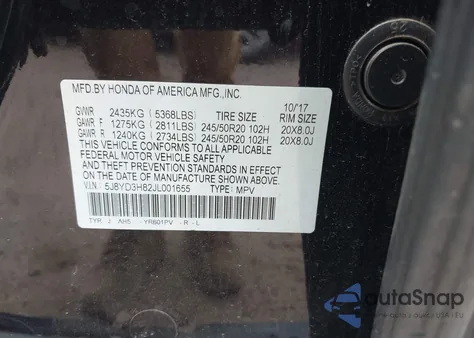 2018 Acura Mdx Advance Package из США, поврежденный, VIN 5J8YD3H82JL001655